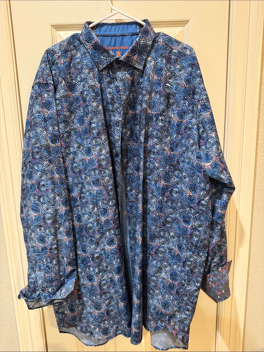 Men's Blue Swirl-Print Dress Shirt